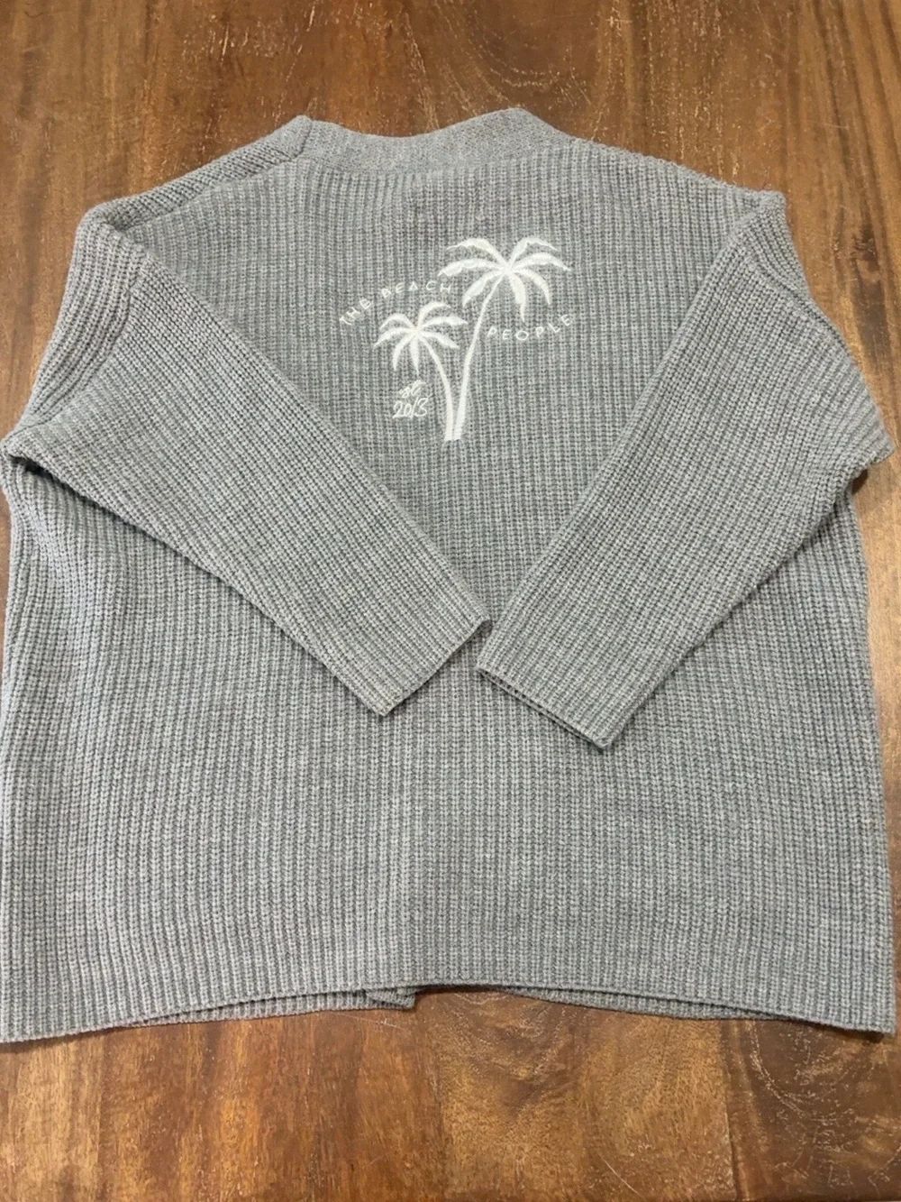 The Beach People Twin Palms Gray Chunky Knit Cardigan M/L